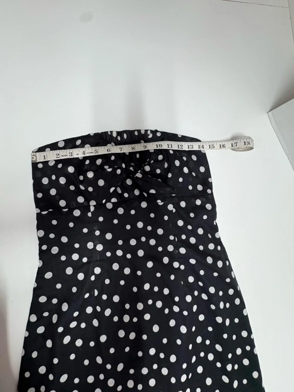 Jill Michelle Black Ad White Polka Dot Strapless Midi Dress - Size 8.